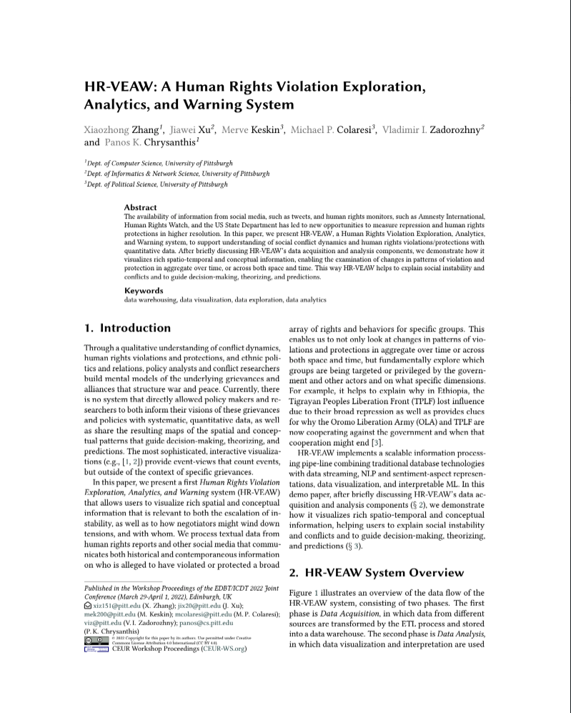 Our “HR-VEAW: A Human Rights Violation Exploration, Analytics, and Warning System” paper has been accepted BigVis 2022.